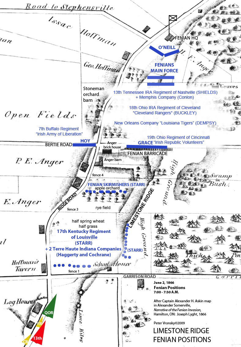 Fenian Positions Ridgeway Map